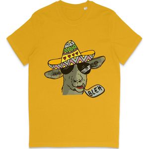 Grappig T Shirt Heren - T Shirt Dames - Cartoon Geit - Geel - XL