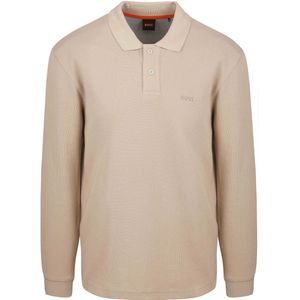 BOSS Petempestolong Long Sleeve Polo Beige - Maat 3XL - Heren - Longsleeve polo