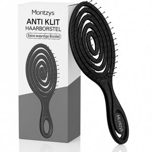 Montzys® Anti Klit Haarborstel - Antiklit Haar Borstel - Brush voor Krullend & Stijl Haar