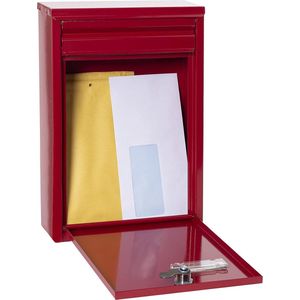 Wandbrievenbus Zaguán E5756 Verzinkt Staal - DIN A5 Formaat - Waterdicht - Rood - Naamplaatje Brievenbus