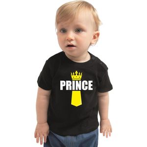 Koningsdag t-shirt Prince met kroontje zwart - peuters - Kingsday outfit / kleding / shirt 92