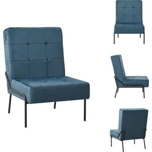 vidaXL Relaxstoel Velvet - Blauw/Zwart - 65x79x87cm - Ergonomisch Design - Fauteuil