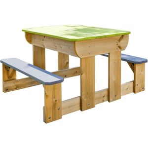 Zand- en waterpicknicktafel voor kinderen met banken - Afneembaar deksel en uitneembare bakjes