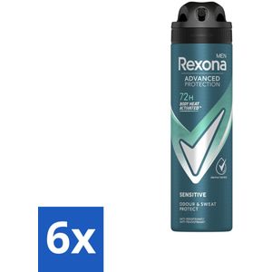 Rexona Men - Deodorant Spray - Sensitive - Zachte Bescherming - 150 ml - Voordeelverpakking - 6 stuks