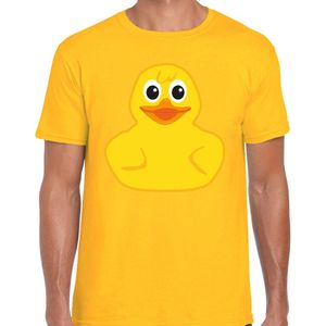 Bellatio Decorations Verkleed T-shirt heren - geel - lief badeendje - foute party/themafeest S