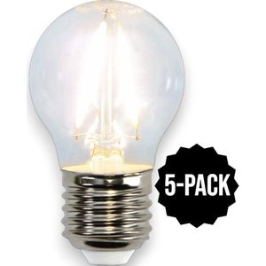 5-Pack | Kogellamp met helder filament - E27 - 2W - Extra Warm Wit - 2700K