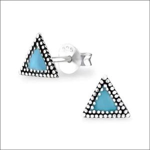 Aramat jewels ® - Zilveren oorbellen driehoek 925 zilver zwart geoxideerd 7mm