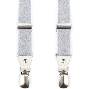 Suitable Bretel Zilver - Glitter- Stevige Clips - Unisex - Luxe cadeauverpakking - Carnaval