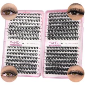 Natuurlijke Clusterwimpers Kit, 640 Stuks, D Curl, Volumineuze en Comfortabele Doe-Het-Zelf Wimperextensions