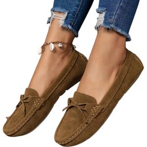 Nivard Loafers Dames - Met Hak - Damesschoenen - Instappers - Kameel - Maat 38.5