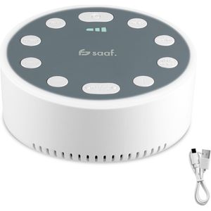 White Noise Machine - Nachtlampje - 6 Geluiden - Oplaadbaar - voor Alle Leeftijden - USB-C - Grijs - van Saaf
