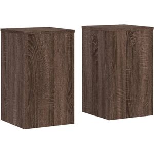 vidaXL - Plantenstandaards - 2 - st - 30x30x50 - cm - bewerkt - hout - bruin - eiken