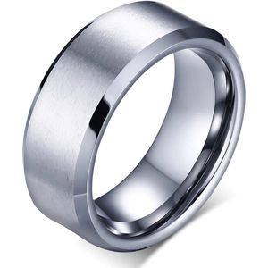 Wolfraam Ring Heren Zilver kleurig - Tungsten Ring - Zeer Zwaar - Ringen - Cadeau voor Man - Mannen Cadeautjes Accesoires