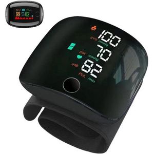 Gsedaox-Bloeddrukmeter Bovenarm-Onregelmatige Hartslag-Blood Pressure Monitor met Hartslagmeter-Zuurstofmeter Vinger-Zwart