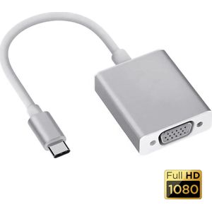 Garpex® USB C naar VGA Adapter - USB C to VGA - Full HD 1080P – Male naar Female - Zilvergrijs