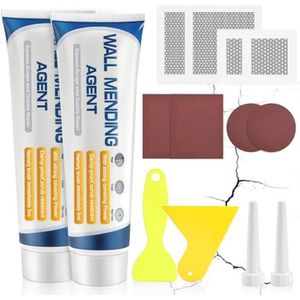 Reparatieset voor Wandherstel - Plamuurmassa Wit Binnen voor Muren, 200g met Spatel en Schuurpapier