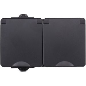 ION Industries - Contactdoos spatwaterdicht - opbouw - 2-voudig - randaarde - IP55 - zwart