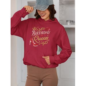 Birthday Queen - Verjaardag Hoodie Rood - Lips - Hoodie cadeau - Maat M - Verjaardag Cadeau Vrouwen - Limited Edition