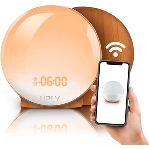 UPLY Wake Up Light - Smart Clock Met USB Oplaadpunt - Lichtwekker - Wekker Radio met 4 Alarmen - WiFi - Google Home | Amazon Alexa