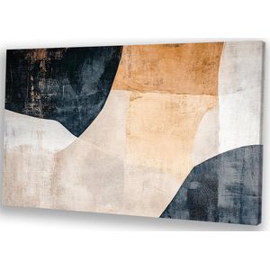 Aardse abstracte vormen compositie - Abstract canvas kunst - Muurdecoratie canvas vormen - Abstracte kunst - Muurdecoratie landelijk - Slaapkamer accessoires - canvas 150x100 cm