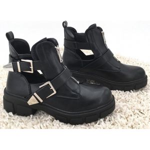 SmileFavorites® Biker boots - Imitatieleer - Zwart - Maat 41