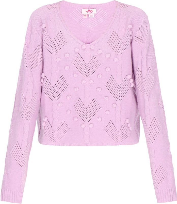 MYMO - Trui - Lila - Gebreid - V-hals - Lange Mouw
