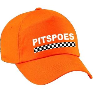 Pitspoes / gridgirl met finish vlag verkleed pet oranje voor dames - Pitspoes team baseball cap - carnaval / kostuum