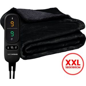 Seranova - Elektrische Deken - Zwart - XXL - 180x160 cm - Dubbelzijdig Fleece Sherpa