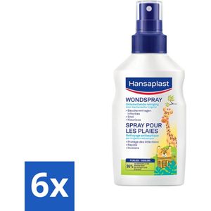 Hansaplast - Kids Wondspray - Wondreiniging voor Kinderen - Wondontsmetting - 100 ml - Voordeelverpakking - 6 stuks