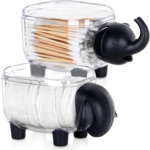 Wattenschijfjes en Wattenstaafjes Houder 2 stuks - Wattenschijfjeshouder - Dispenser - Make Up Remover Pads - Wattenstaafjeshouder