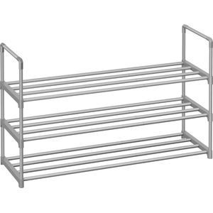 3-laags schoenenrek metalen schoenenrek schoenenopslag schoenenorganizer voor 12-15 paar schoenen stapelbaar voor hal woonkamer slaapkamer 30x92x55cm grijs