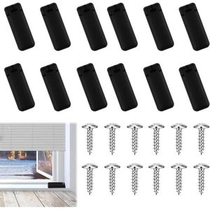 12 stuks vervangende plissé-klemdragers en glijspanner voor plisségordijnen - zwart