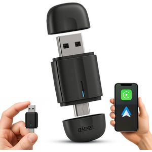 Nince Carplay Dongle - Draadloos Carplay - Zwart - Draadloos Carplay - Alleen te gebruiken met ingebouwde Apple CarPlay en Apple iPhone