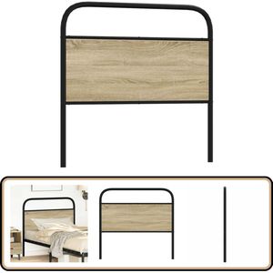 vidaXL Hoofdbord - 100 cm - Staal en Hout - Sonoma Eiken Hoofd Bord - Slaap Kamer Meubels - Houten Hoofdbord - Staal Hoofdbord - Hoofdbord Bed