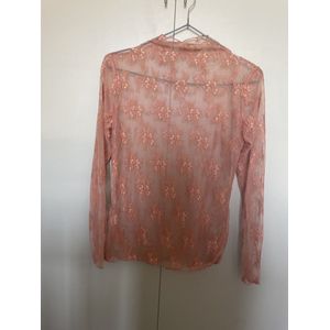 Kanten top lace top - blouse - lange mouwen - dames - layering trendy - Terra Terracotta - maat L