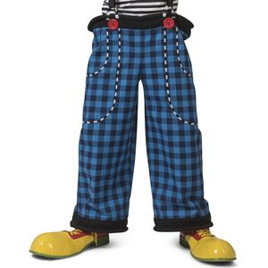 Funny Fashion - Clown & Nar Kostuum - Grote Gestikte Zakken Broek Clown August Blauw Zwarte Ruitjes Man - Blauw, Zwart - One Size - Halloween - Verkleedkleding
