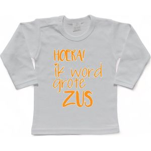 Shirt Aankondiging zwangerschap Ik word grote zus | lange mouw | mosterd | maat 86 zwangerschap aankondiging bekendmaking Baby big sis sister