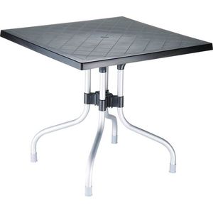 Tuintafel classic - Vierkant - Aluminium frame - Opvouwbaar - Kunststof - UV Bestendig - Weerbestendig - Zwart - 80x80x72cm