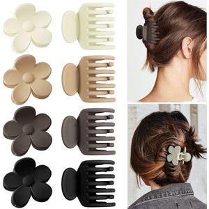8 Stuks haarclips voor dun haar, Haarklem - Haarknip -matte 1,6'' dubbele rij tanden kaak haar klauw clips en 1,5'' bloemen haarclips - Hoofdtooi