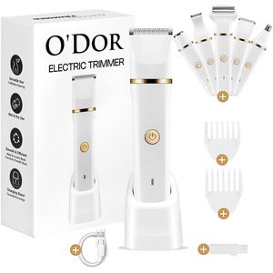 O’dor 5-in-1 Trimmer en Ladyshave – Scheerapparaat Vrouw voor Lichaam en Bikini - IPX7 Waterdicht - Neushaartrimmer - USB Oplaadstation - Wit