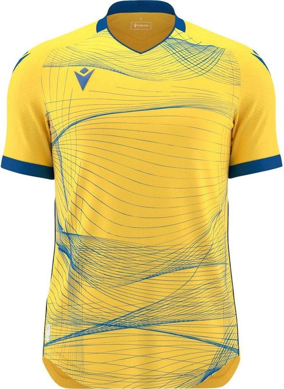 Macron Wyvern Eco Shirt Korte Mouw Heren - Geel / Royal | Maat: 3XL