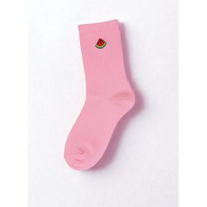 Roze Basic Sokken Dames - Maat 37-42 - Grappige Sok - Katoen Sokken Met Watermelon