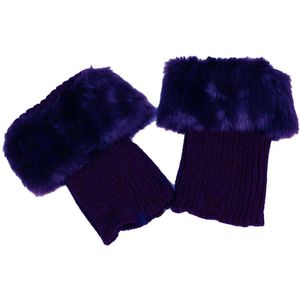 Laars Manchetten – Imitatiebont – Donkerblauw – Onesize – Dames beenwarmers – Furry Boot