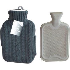 Grijze Warmwater kruik met Hoes en handwarmer - 2 liter - Kruik 2 liter