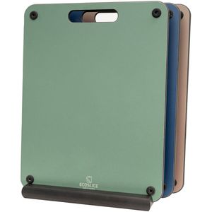 Primecook EcoSlice - snijplanken - Tre colori - set van 3 (30 x 23,5 cm) met standaard - houtvezel composiet - duurzaam en veilig - slijtvast - antibacterieel