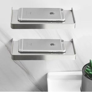 Set van 2 Zelfklevende Douche Caddy - Roestvrij Staal 304 - 19 cm - Zelfklevende Douche Plank Zonder Boren - Wandgemonteerde Douche Organizer - Roestvrij Badkamer Rek - Opbergrek Doucheplank
