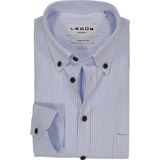 Ledub - Modern Fit - Overhemd - Lichtblauw Gestreept - Strijkvriendelijk
