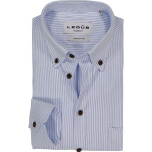 Ledub - Modern Fit - Overhemd - Lichtblauw Gestreept - Strijkvriendelijk