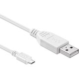 USB-A naar Micro USB-B Kabel - USB 2.0 - 2 meter - Wit