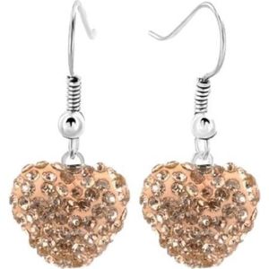 Fako Bijoux® - Oorbellen - Disco Dots - Hanger - Hart - Goudkleurig